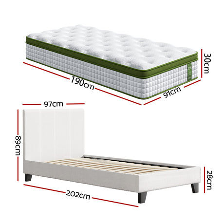 Tivoli Single Bed with Mattress, Boucle, view 2