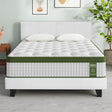 Lindfield faux linen upholstered platform bed with a matching pocket coil mattress in a bedroom