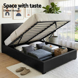 Lennox Gas Lift Queen Bed with Bedside, Black, view 4
