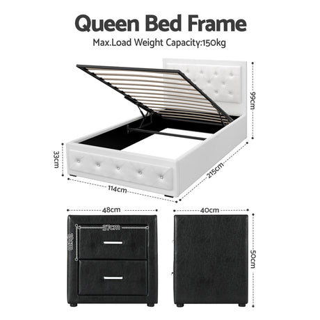 Skagen King Single Gas Lift Bed, White, view 2