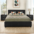 Salamander gas lift queen bed in black with two matching bedside tables in a modern bedroom