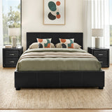 Salamander gas lift queen bed in black with two matching bedside tables in a modern bedroom