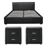 Lennox Gas Lift Queen Bed with 2 Bedsides, Black, view 3