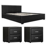 Lennox Gas Lift Queen Bed with 2 Bedsides, Black, view 10