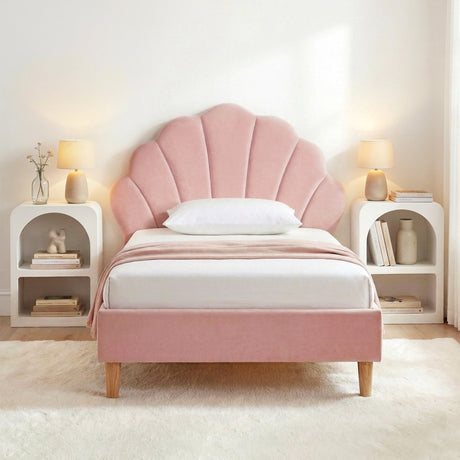 Empoli Pink King Single bed frame in a modern bedroom