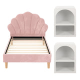 Empoli King Single Bed Frame with Bedside Tables, Pink