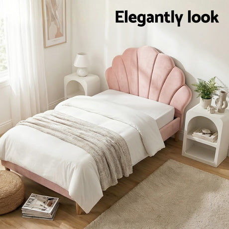 Empoli King Single Bed Frame with Bedside Tables, Pink