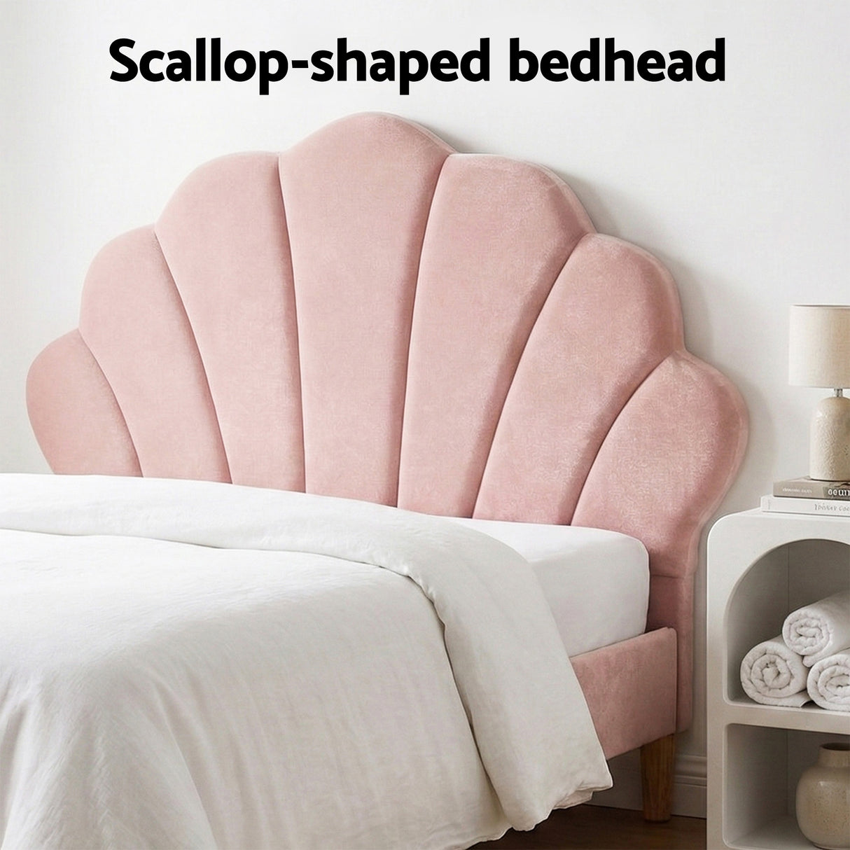 Empoli King Single Bed Frame with Bedside Tables, Pink