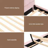 Empoli King Single Bed Frame with Bedside Tables, Pink