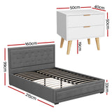 Bergen Upholstered Queen Gas Lift Bed with Bedside Table, view 2