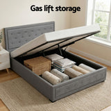 Bergen Upholstered Queen Gas Lift Bed with Bedside Table, view 4