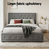 Bergen Upholstered Queen Gas Lift Bed with Bedside Table, view 5