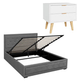 Bergen Upholstered Queen Gas Lift Bed with Bedside Table, view 10