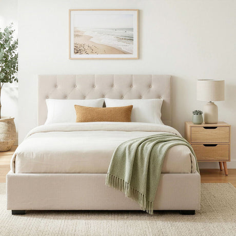 Certaldo Beige Double bed frame in a modern bedroom