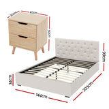 Certaldo Double Bed Frame with Bedside Table, Beige