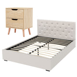 Certaldo Double Bed Frame with Bedside Table, Beige