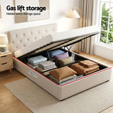 Certaldo Double Bed Frame with Bedside Table, Beige