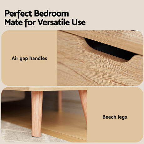 Certaldo Double Bed Frame with Bedside Table, Beige