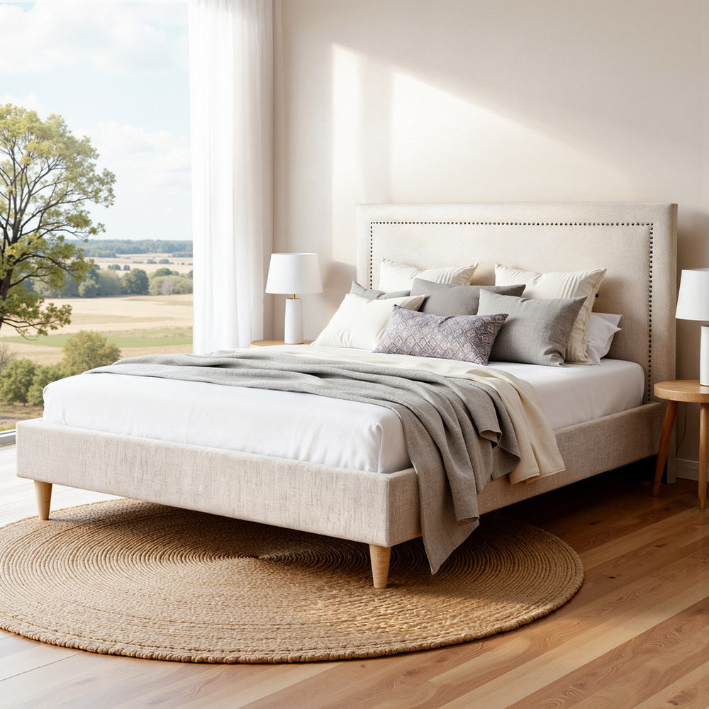 Lorne Queen Platform Bed, Beige