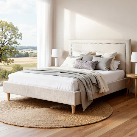 Lorne Queen Platform Bed, Beige