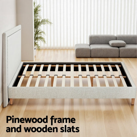 Lorne Queen Platform Bed, Beige, view 5