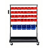 Ballater Mobile Parts Bin Rack, 74 Bin, Double Sided
