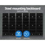 24 bin wall mounted storage rack with louvred steel panel