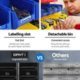 Detachable parts bins for wall mounted storage rack