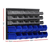 60 bin wall mounted storage rack with pegboards