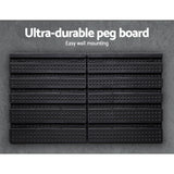 60 bin wall mounted storage rack with pegboards
