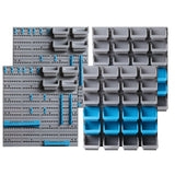 Dornie wall mounted 88 piece storage bin rack with peg boards and detachable bins