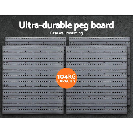 Dornie wall mounted 88 piece storage bin rack with peg boards and detachable bins view 4