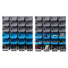 48 bin wall mounted storage rack with steel pegboards