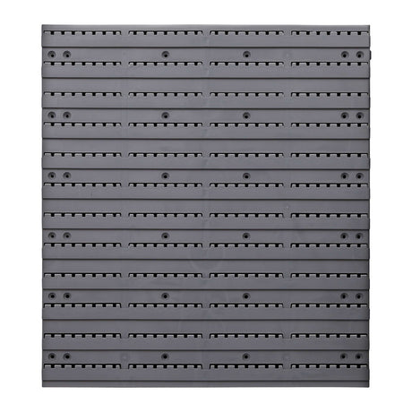 48 bin wall mounted storage rack with steel pegboards