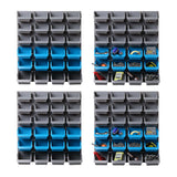 96 bin wall mounted storage rack with pegboard