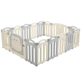 Baby Playpen with 16 Panels and Safety Gate, Grey and White - view 1