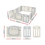 Baby Playpen with 16 Panels and Safety Gate, Grey and White - view 2