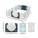 Baby Playpen with 16 Panels and Safety Gate, Blue and White - view 2