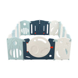Baby Playpen with 16 Panels and Safety Gate, Blue and White - view 4