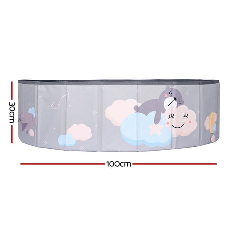 Grey kids ball pit pool with soft padded walls