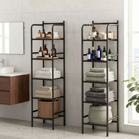 2 Pack Corner Shower Caddy 5 Tier Bathroom Storage Rack Black