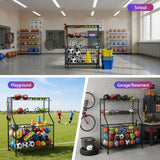 Sports equipment storage trolley with wheels, black