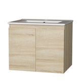 Bordertown 600mm Wall Hung Bathroom Vanity Unit with Basin, Oak