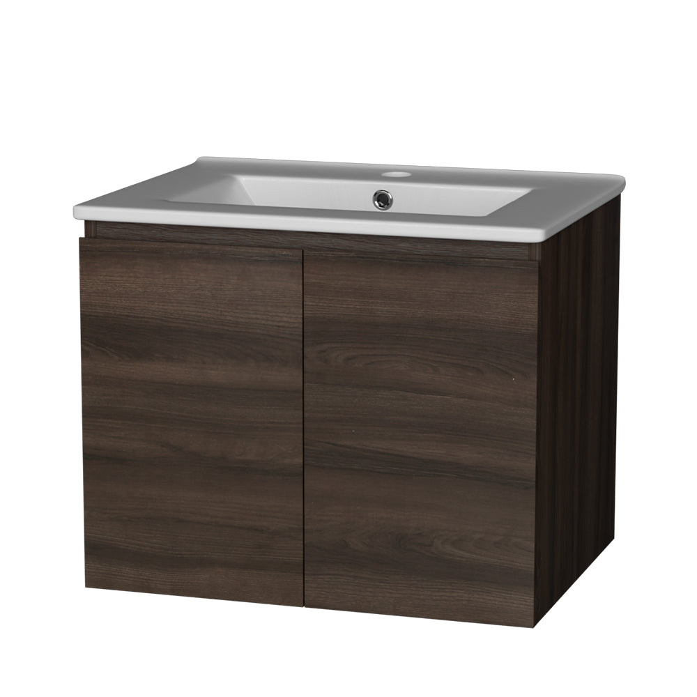 Bordertown 600mm Wall Hung Bathroom Vanity Unit with Basin, Walnut