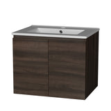 Bordertown 600mm Wall Hung Bathroom Vanity Unit with Basin, Walnut