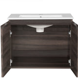 Bordertown 600mm Wall Hung Bathroom Vanity Unit with Basin, Walnut