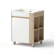 Robe 600mm free standing bathroom vanity unit with basin in white and pine
