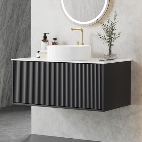 Millicent 900mm wall hung bathroom vanity unit in black