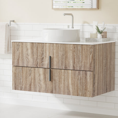 Beachport 900mm wall hung bathroom vanity unit in pine