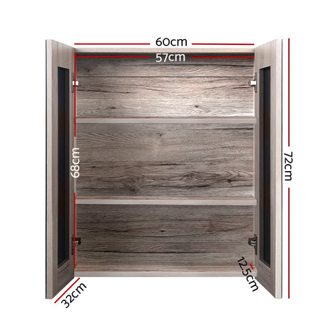 Lucindale 600mm Mirror Cabinet, Oak